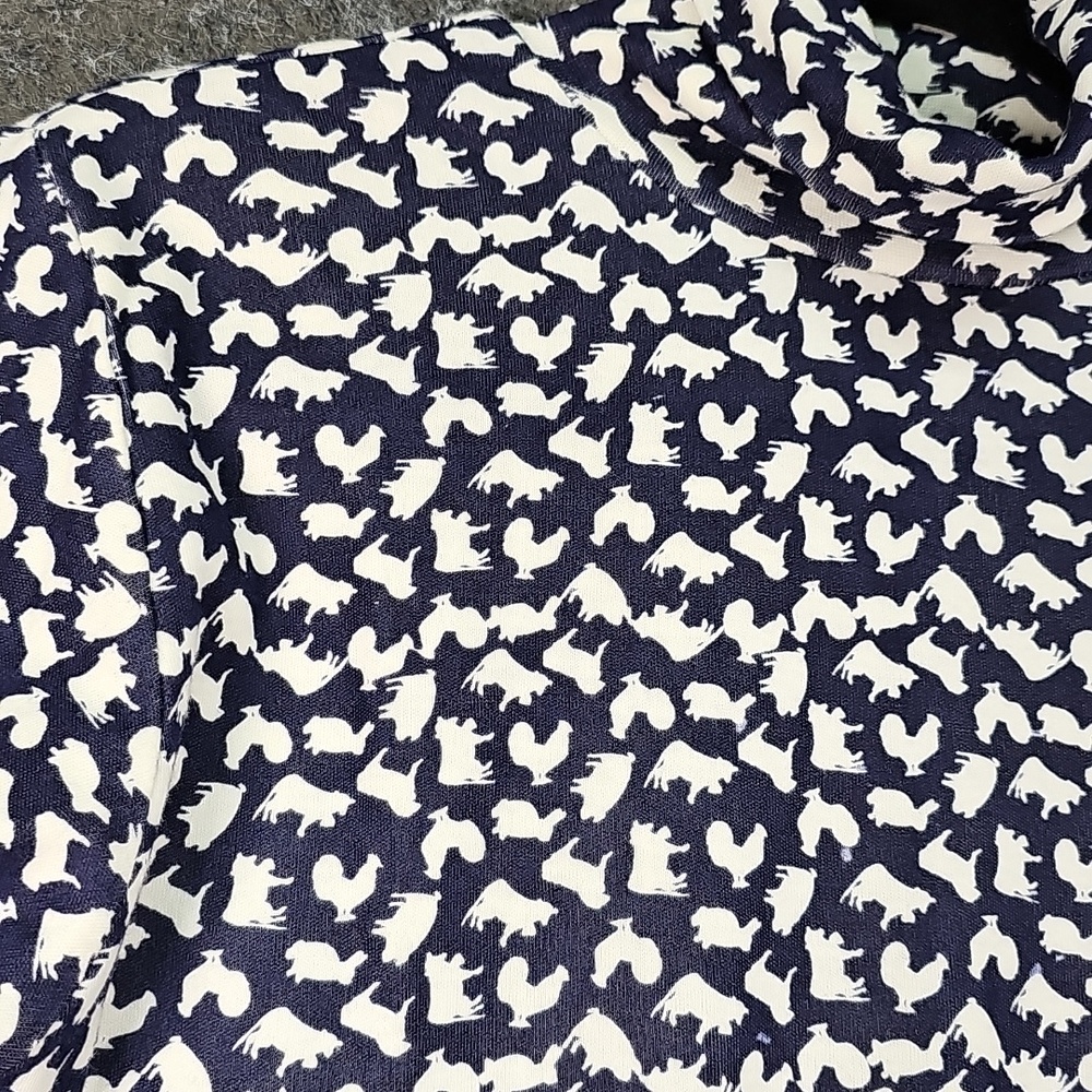 Vintage The Eagles Eye Farm Animal Print Turtleneck, Navy White, Size M/L - Picture 3 of 8